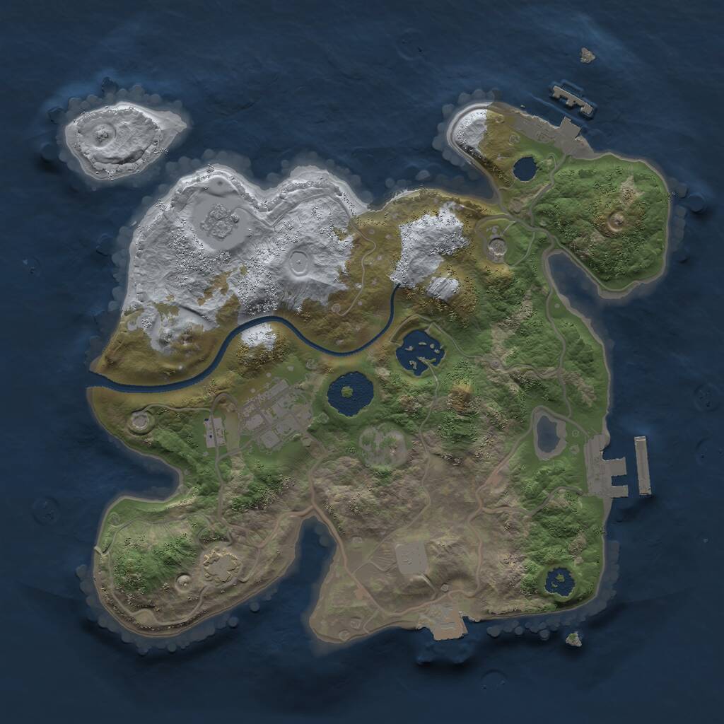 Rust Map: Procedural Map, Size: 2500, Seed: 1432689605, 8 Monuments