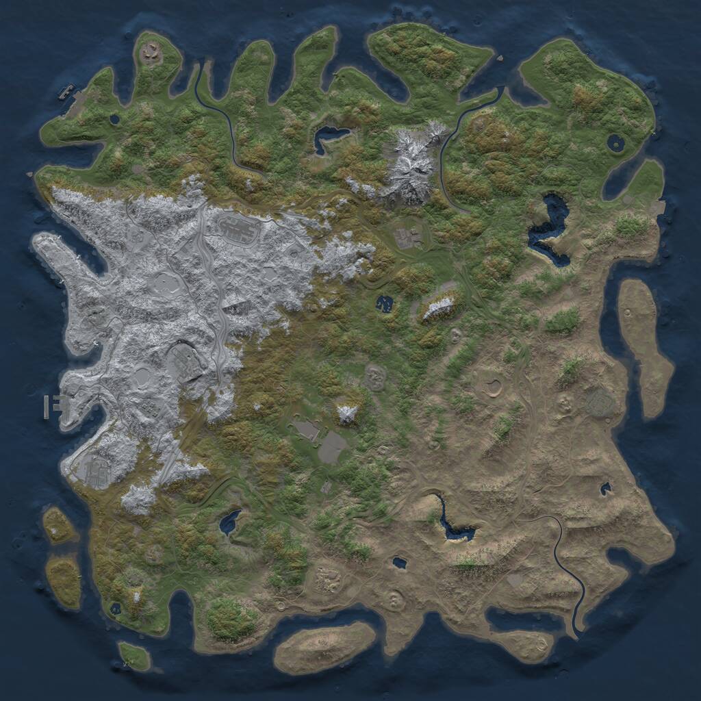 Rust Map: Procedural Map, Size: 6000, Seed: 2040530609, 17 Monuments