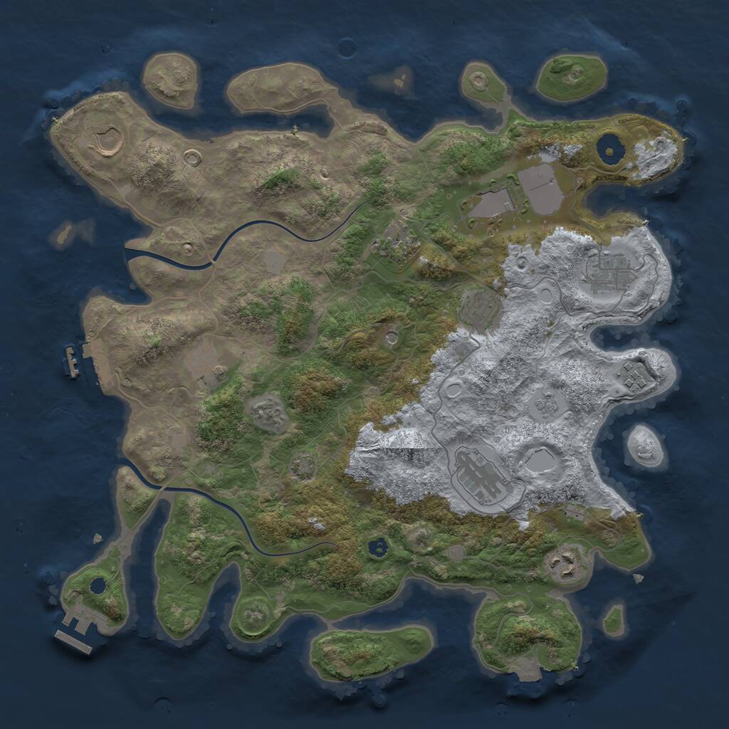 Rust Map: Procedural Map, Size: 3750, Seed: 161616, 15 Monuments