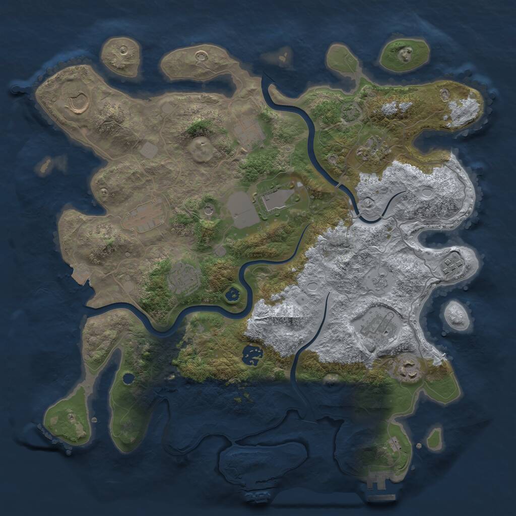 Rust Map: Procedural Map, Size: 3750, Seed: 161616, 16 Monuments