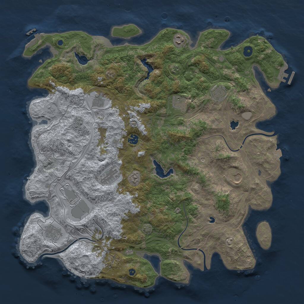 Rust Map: Procedural Map, Size: 4500, Seed: 1347891, 17 Monuments