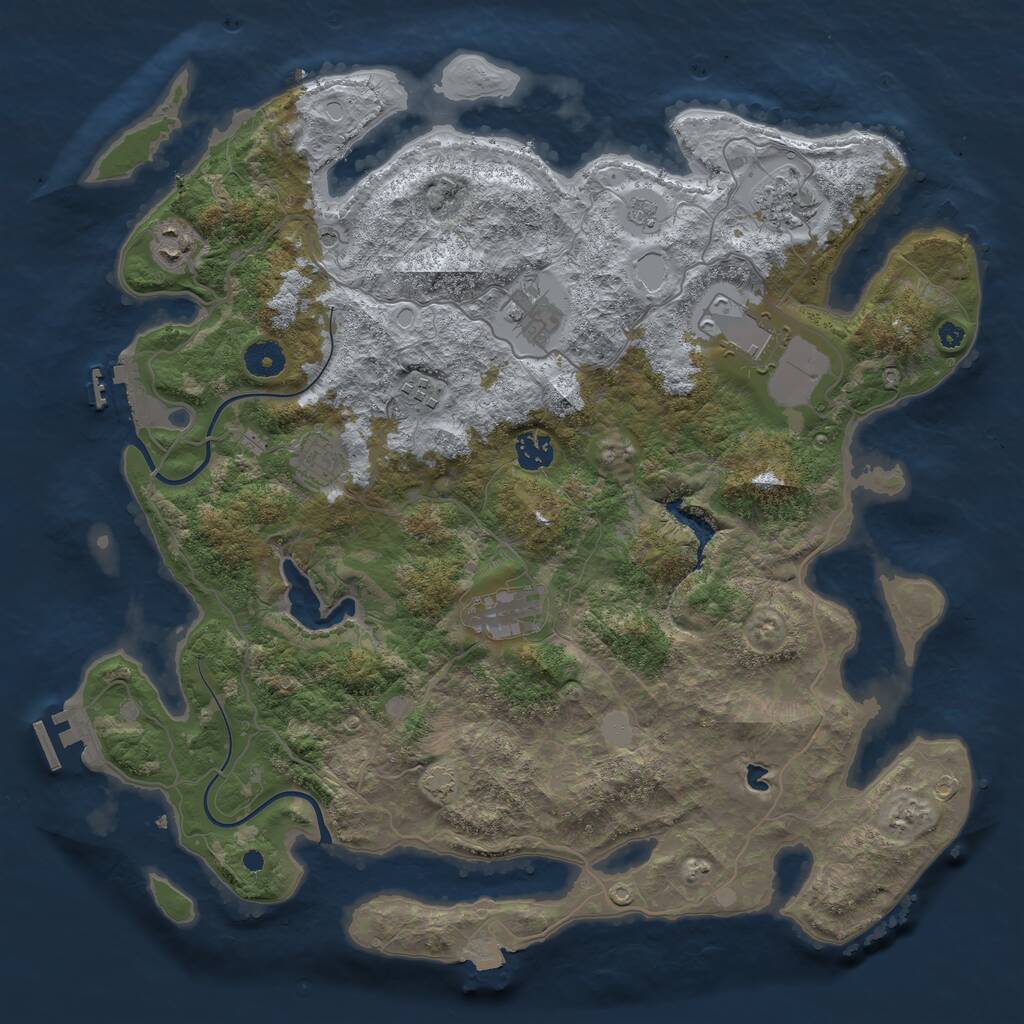 Rust Map: Procedural Map, Size: 4000, Seed: 62354890, 14 Monuments