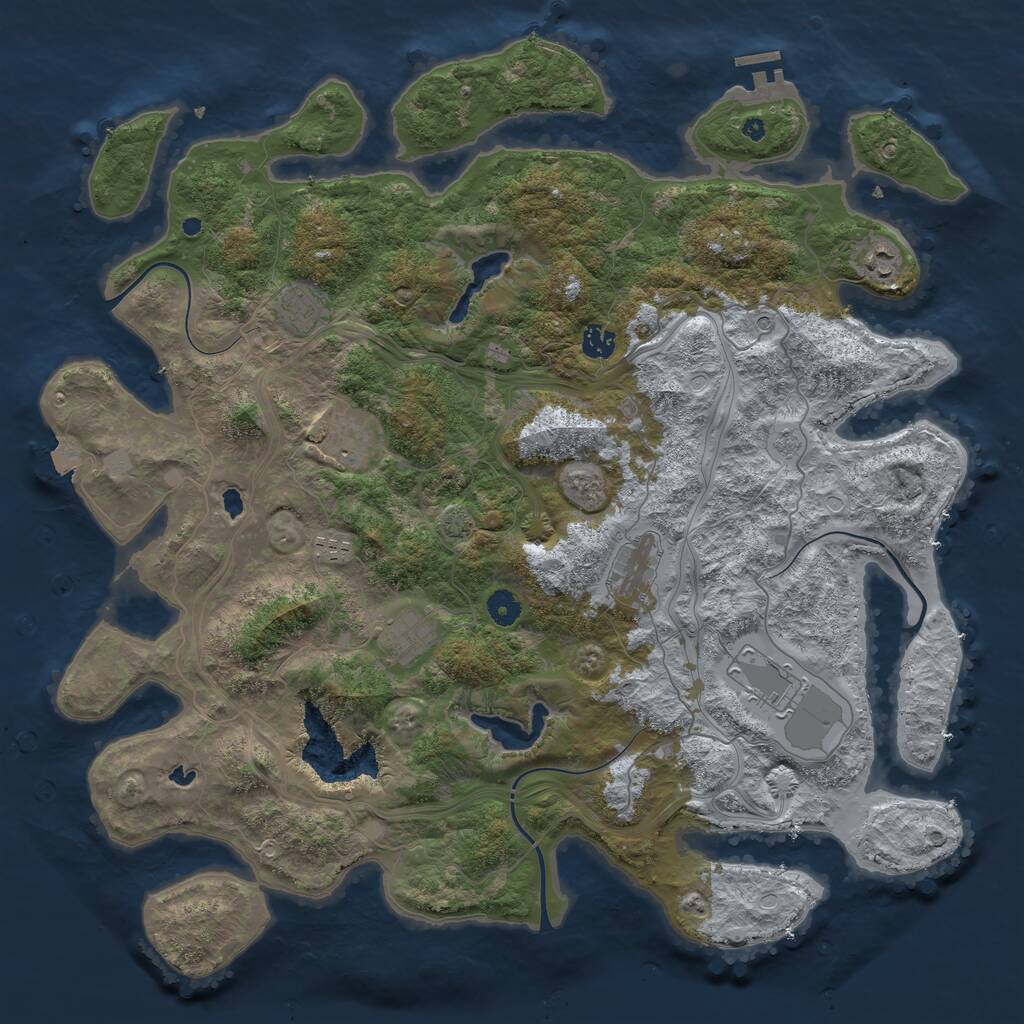 Rust Map: Procedural Map, Size: 4500, Seed: 7539587, 13 Monuments