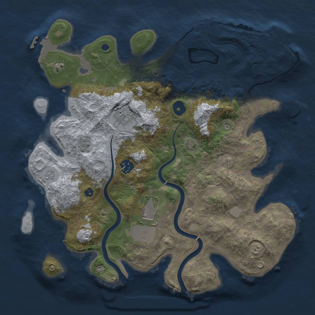 Rust Map: Procedural Map, Size: 3500, Seed: 123432, 10 Monuments