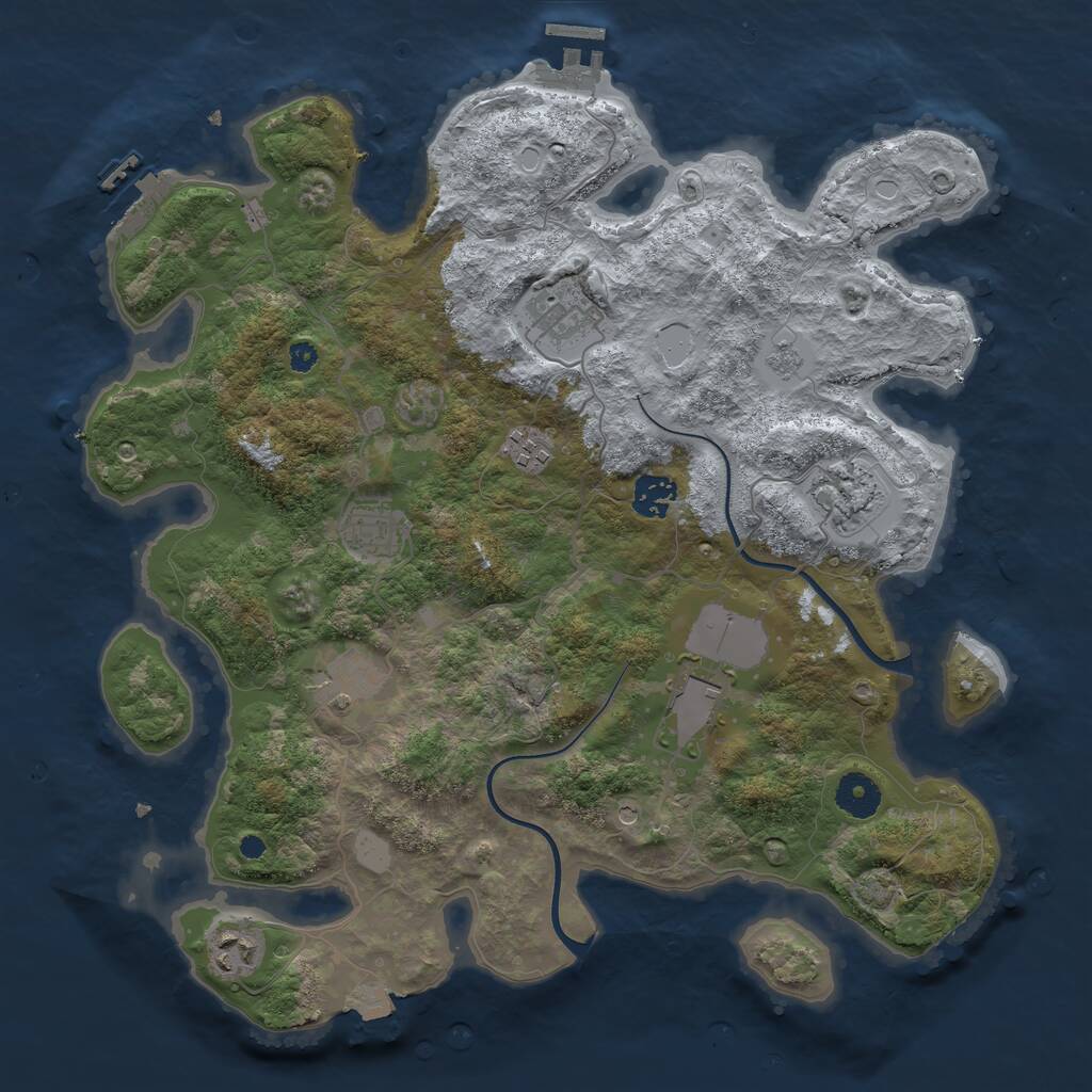 Rust Map: Procedural Map, Size: 3700, Seed: 249105217, 14 Monuments