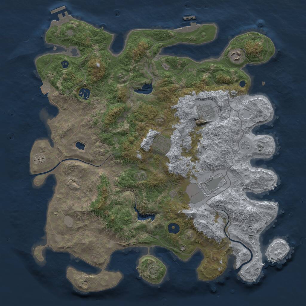 Rust Map: Procedural Map, Size: 4000, Seed: 22221616, 12 Monuments