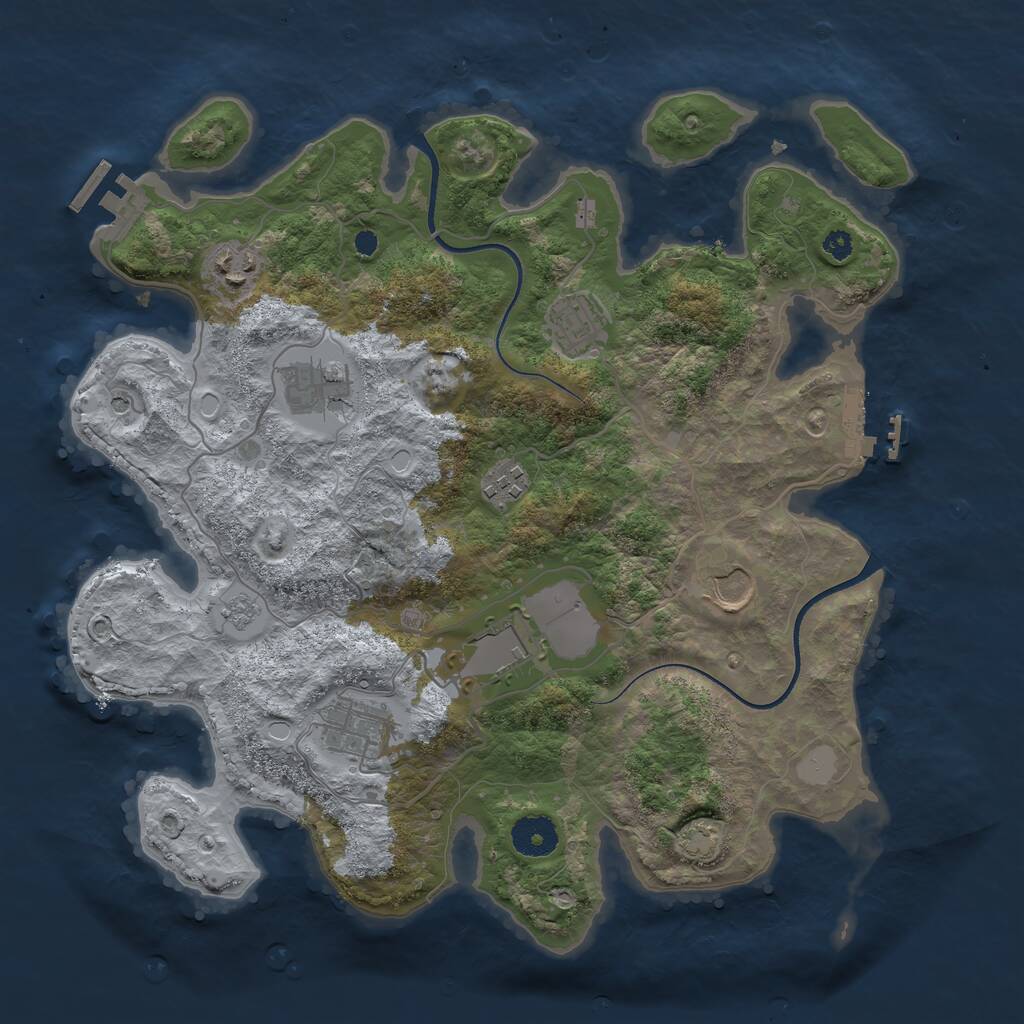 Rust Map: Procedural Map, Size: 3500, Seed: 1053626564, 13 Monuments