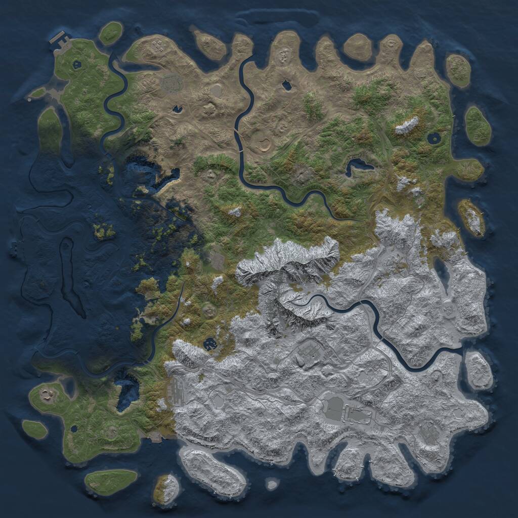 Rust Map: Procedural Map, Size: 6000, Seed: 1100458446, 17 Monuments