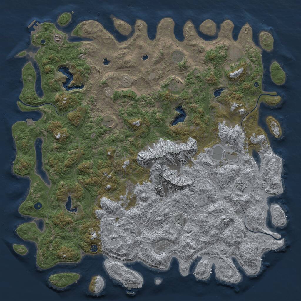 Rust Map: Procedural Map, Size: 6000, Seed: 1100458446, 17 Monuments