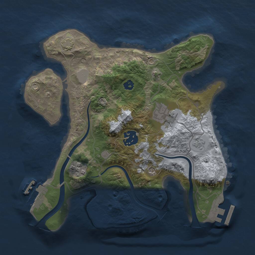 Rust Map: Procedural Map, Size: 2500, Seed: 198876926, 9 Monuments