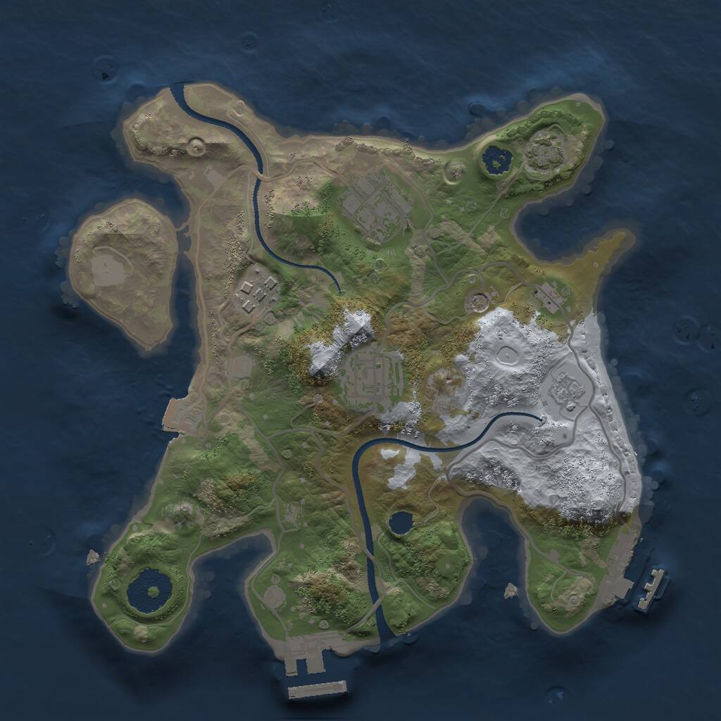 Rust Map: Procedural Map, Size: 2500, Seed: 198876926, 9 Monuments