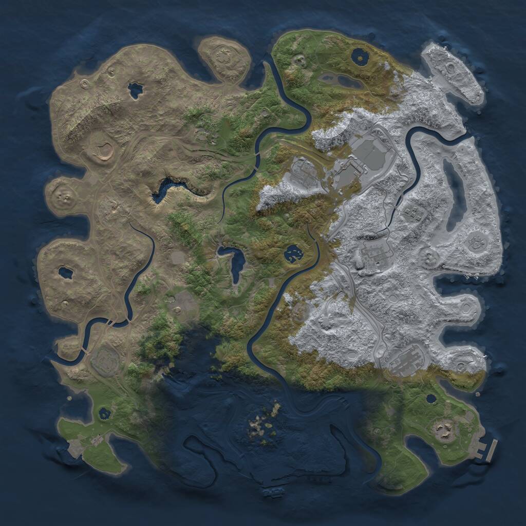 Rust Map: Procedural Map, Size: 4500, Seed: 73607881, 17 Monuments