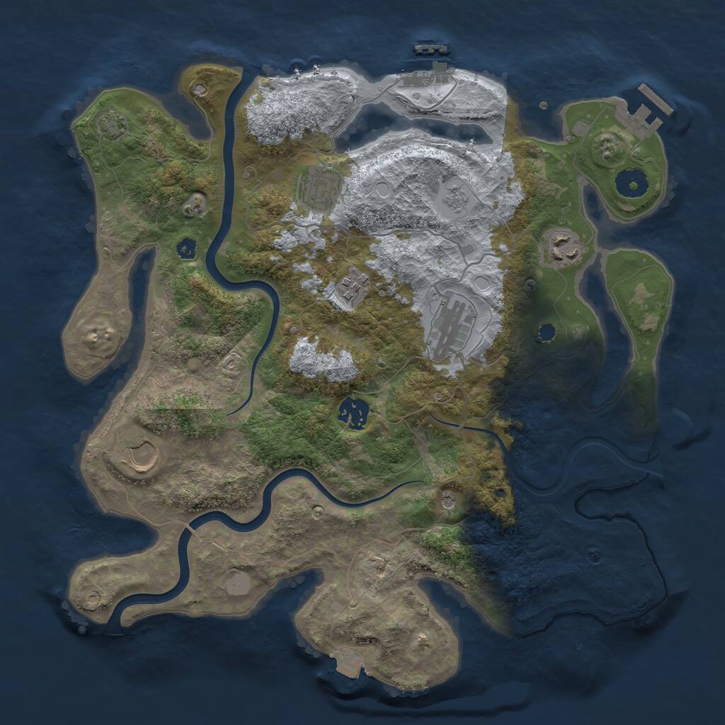 Rust Map: Procedural Map, Size: 3500, Seed: 910443183, 12 Monuments