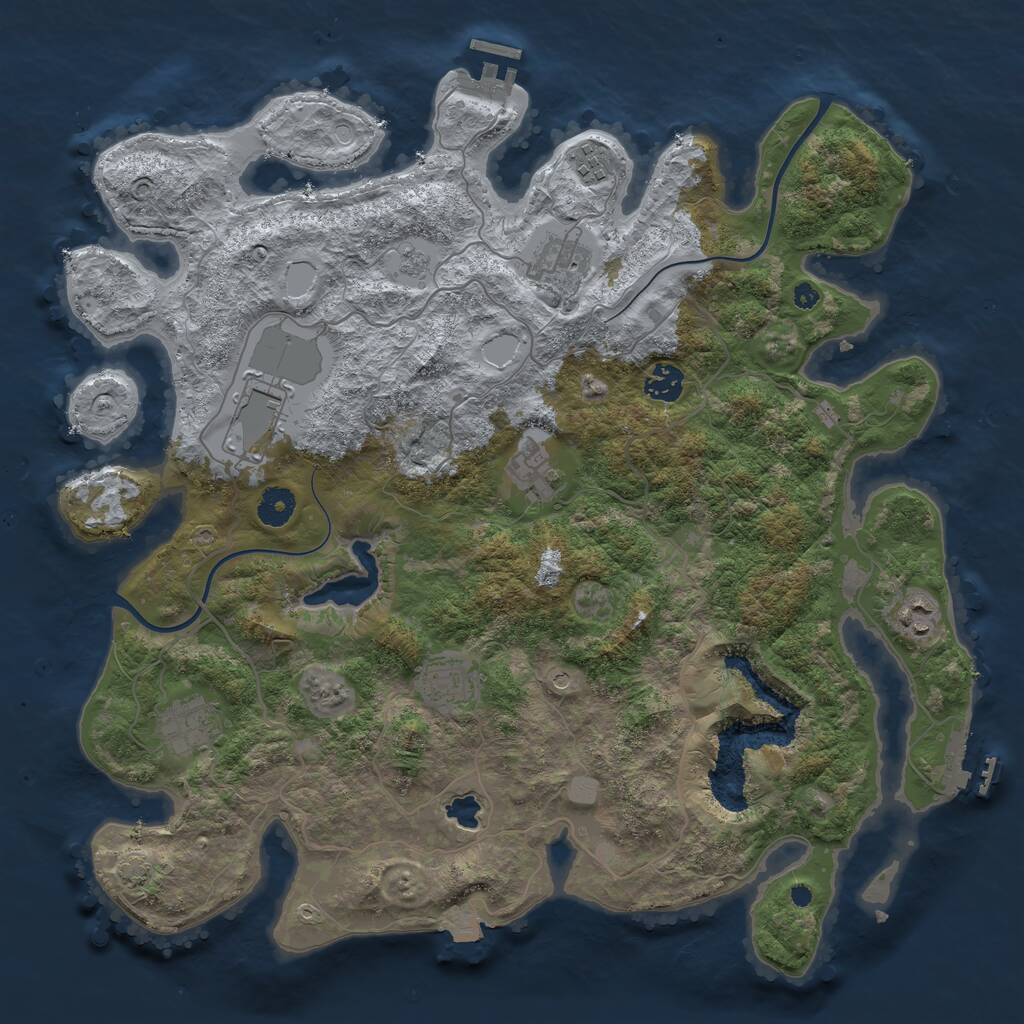Rust Map: Procedural Map, Size: 4000, Seed: 1432689605, 14 Monuments