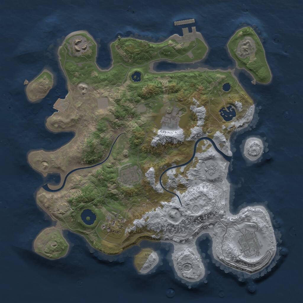 Rust Map: Procedural Map, Size: 3000, Seed: 1694465827, 10 Monuments