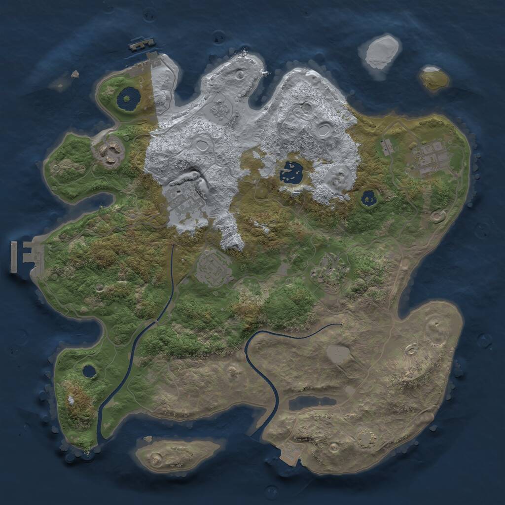 Rust Map: Procedural Map, Size: 3250, Seed: 714775718, 11 Monuments