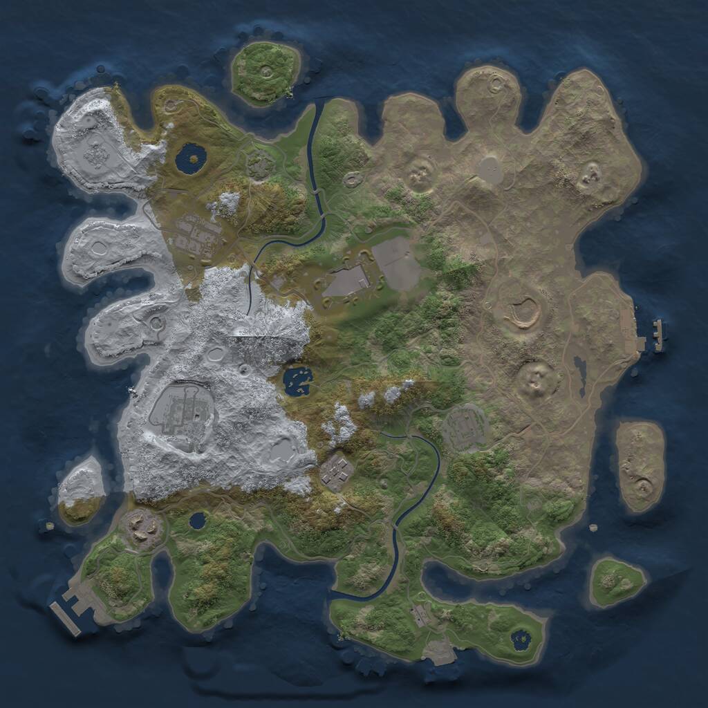 Rust Map: Procedural Map, Size: 3500, Seed: 832957126, 14 Monuments