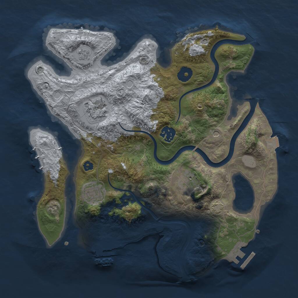 Rust Map: Procedural Map, Size: 3000, Seed: 10393, 10 Monuments