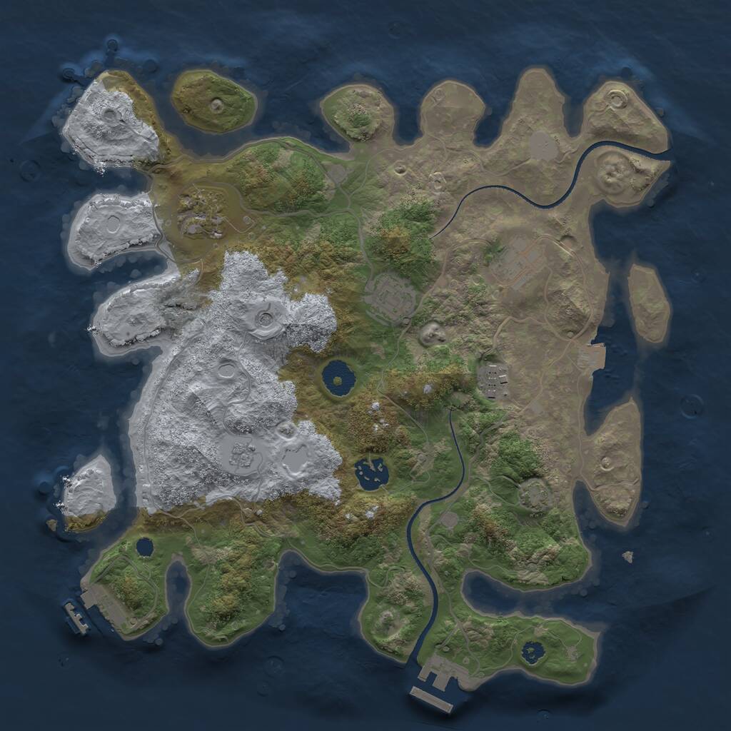Rust Map: Procedural Map, Size: 3300, Seed: 832957126, 11 Monuments