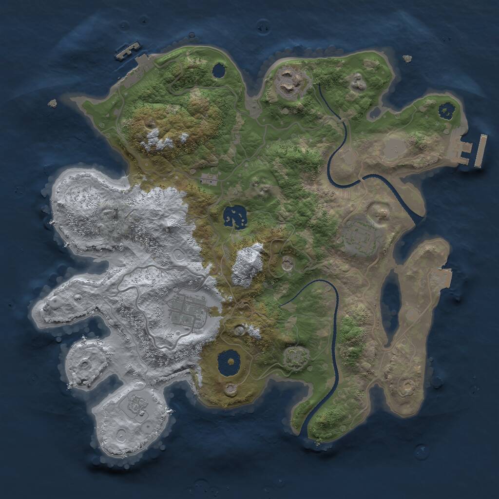 Rust Map: Procedural Map, Size: 3000, Seed: 89952, 10 Monuments