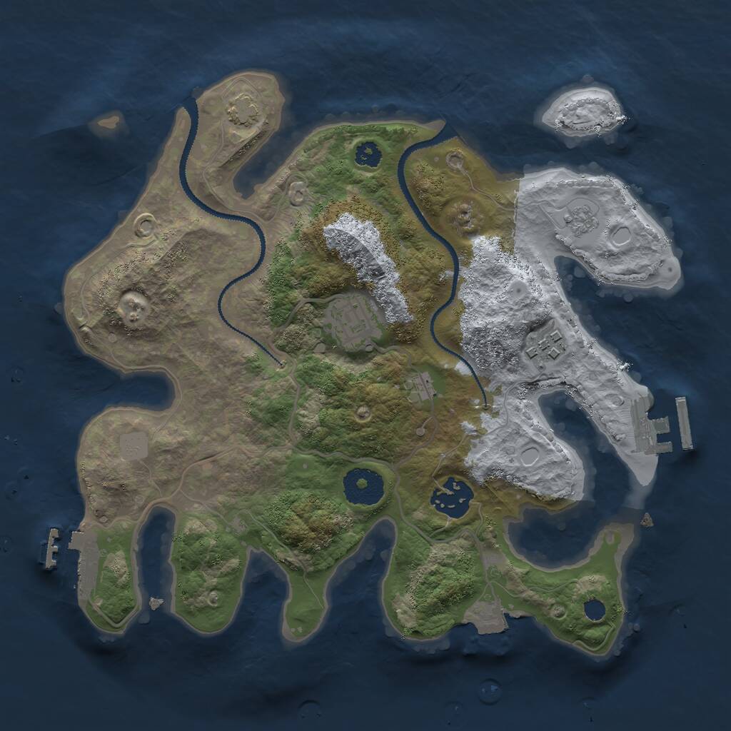 Rust Map: Procedural Map, Size: 2800, Seed: 448625209, 8 Monuments