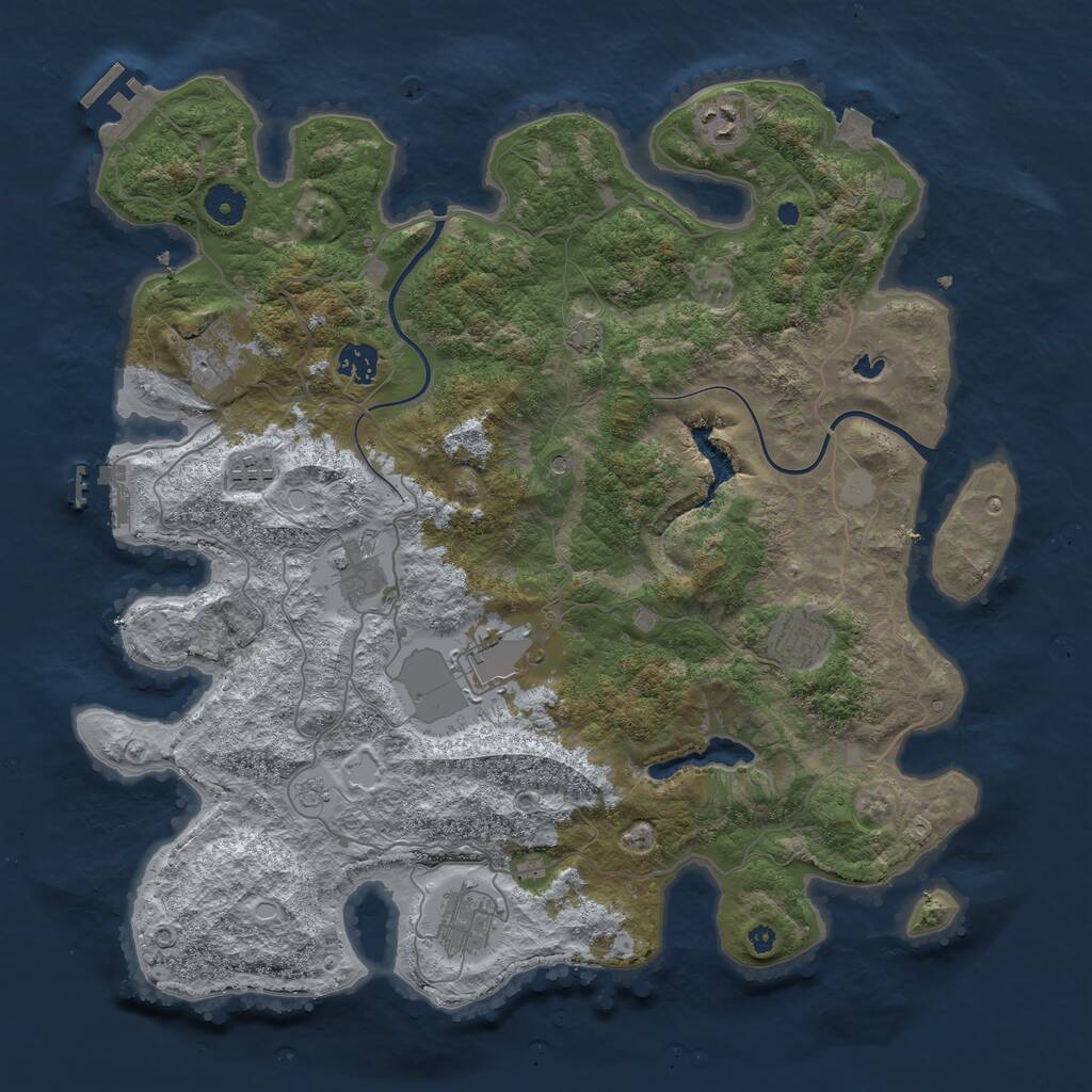 Rust Map: Procedural Map, Size: 4000, Seed: 1961530040, 14 Monuments
