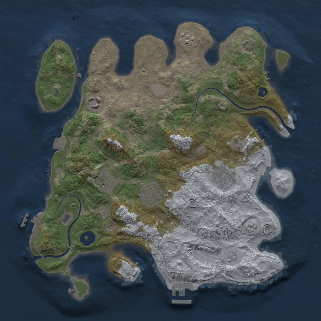 Rust Map: Procedural Map, Size: 3300, Seed: 1015656431, 11 Monuments