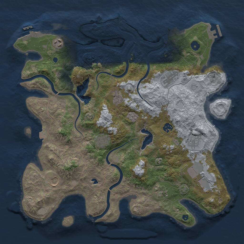 Rust Map: Procedural Map, Size: 4000, Seed: 734915801, 16 Monuments