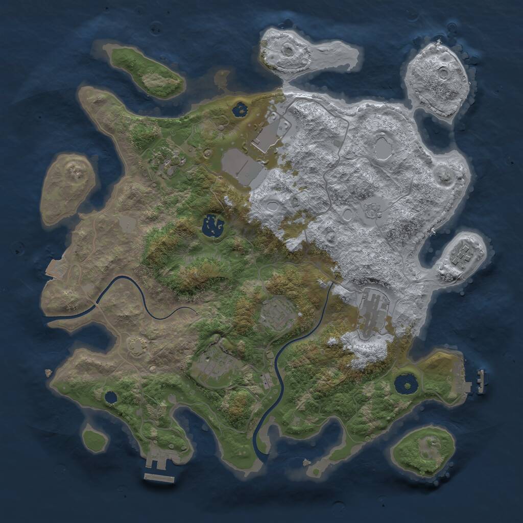 Rust Map: Procedural Map, Size: 3500, Seed: 579758305, 12 Monuments