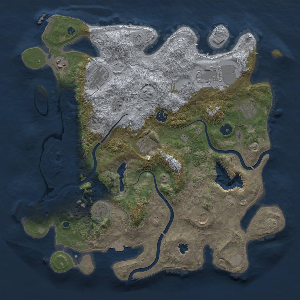 Rust Map: Procedural Map, Size: 4000, Seed: 846322968, 16 Monuments