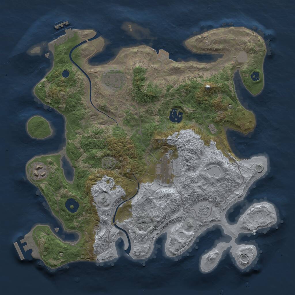 Rust Map: Procedural Map, Size: 3200, Seed: 199212473, 10 Monuments