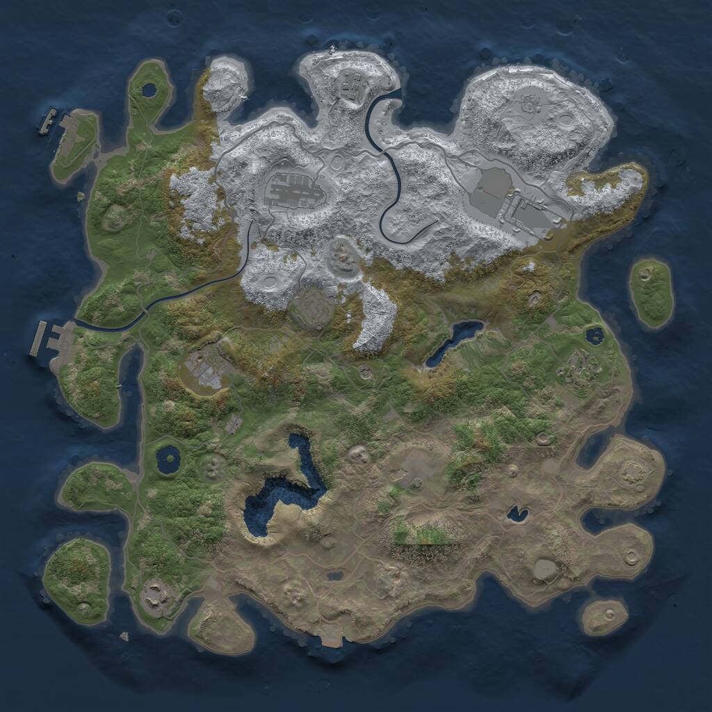 Rust Map: Procedural Map, Size: 4000, Seed: 24011974, 14 Monuments