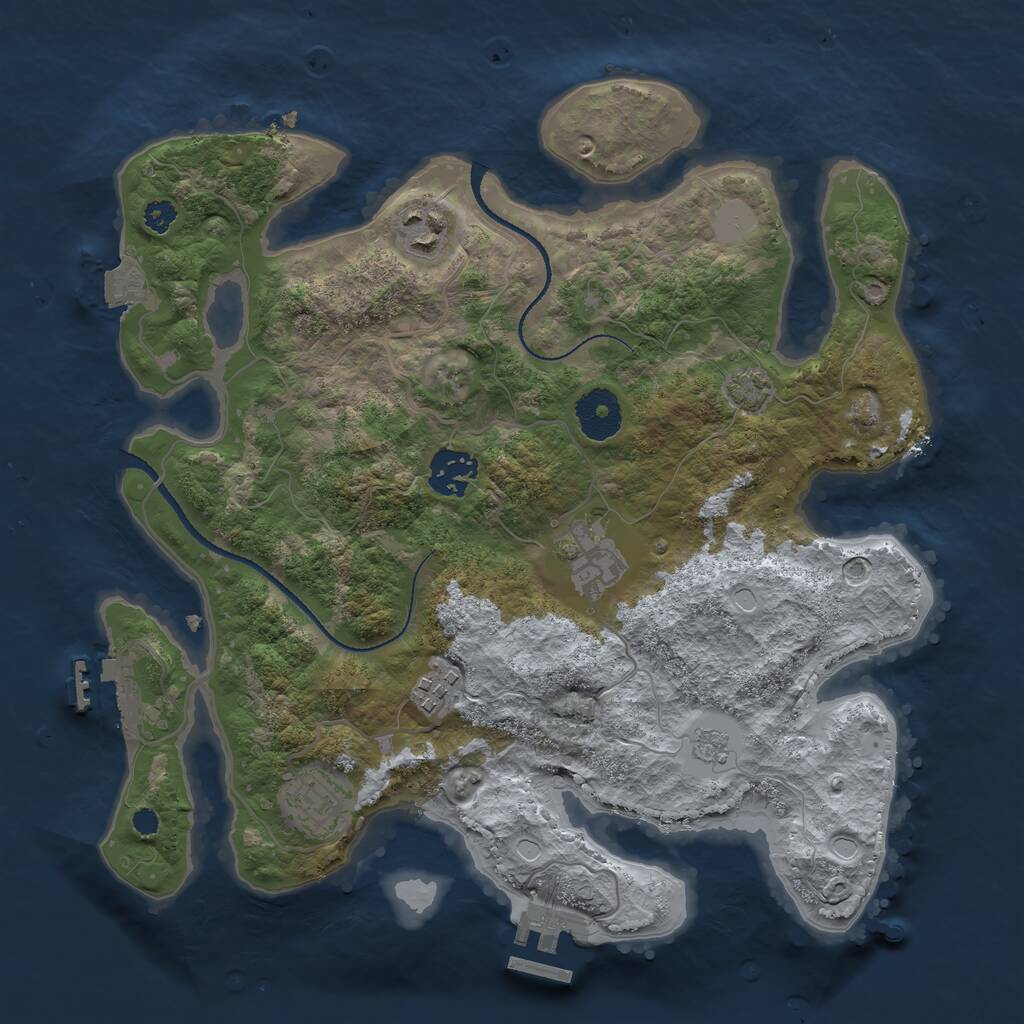 Rust Map: Procedural Map, Size: 3200, Seed: 1474569746, 10 Monuments
