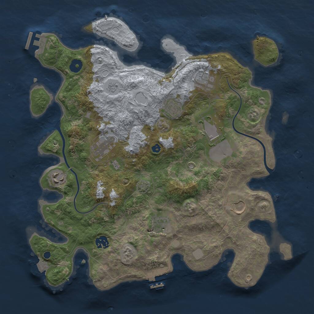 Rust Map: Procedural Map, Size: 3600, Seed: 430772513, 13 Monuments