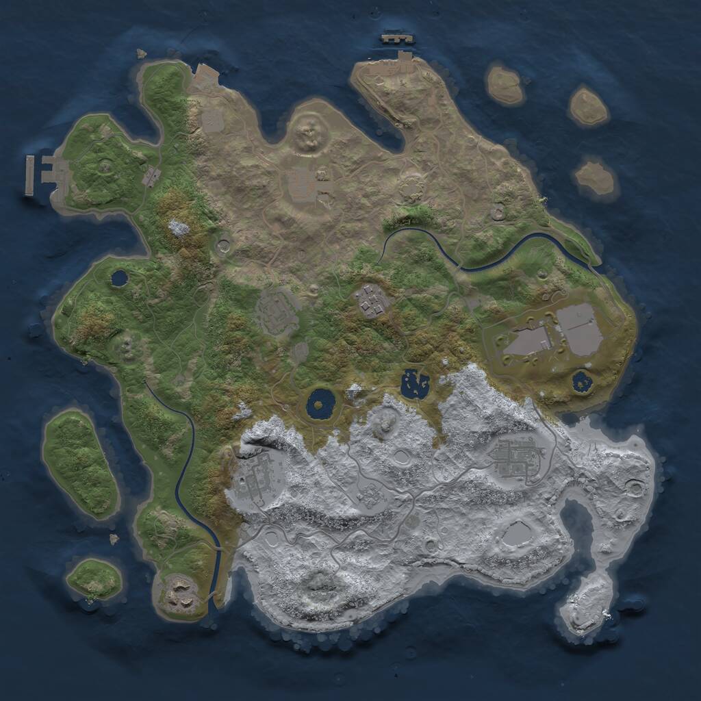 Rust Map: Procedural Map, Size: 3500, Seed: 2062496945, 14 Monuments