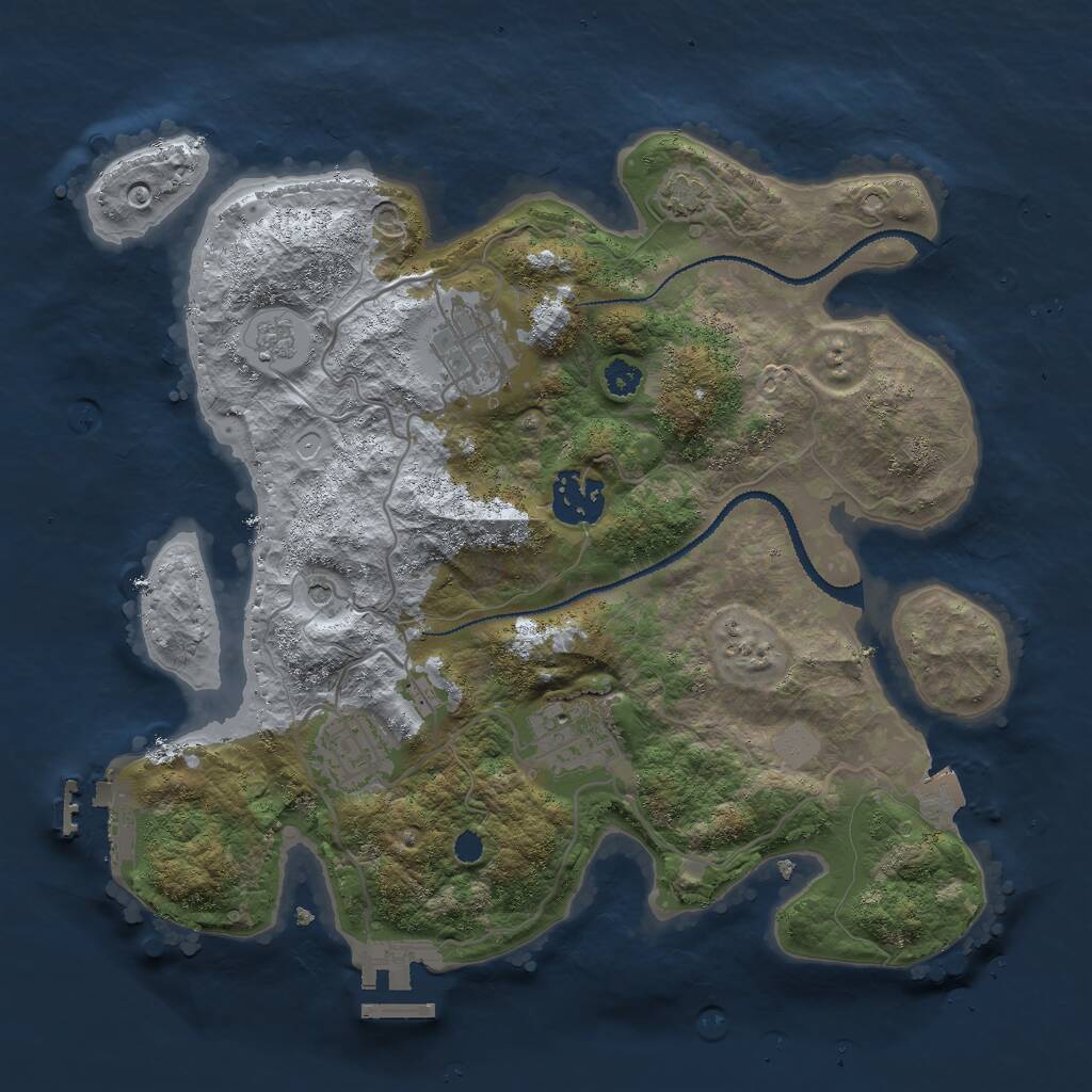 Rust Map: Procedural Map, Size: 3000, Seed: 923865429, 10 Monuments