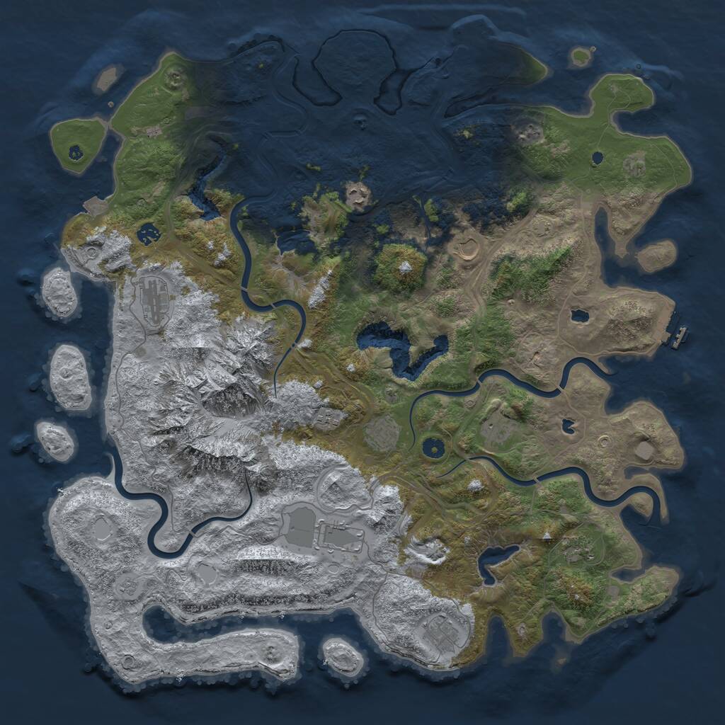 Rust Map: Procedural Map, Size: 5000, Seed: 1260692578, 16 Monuments