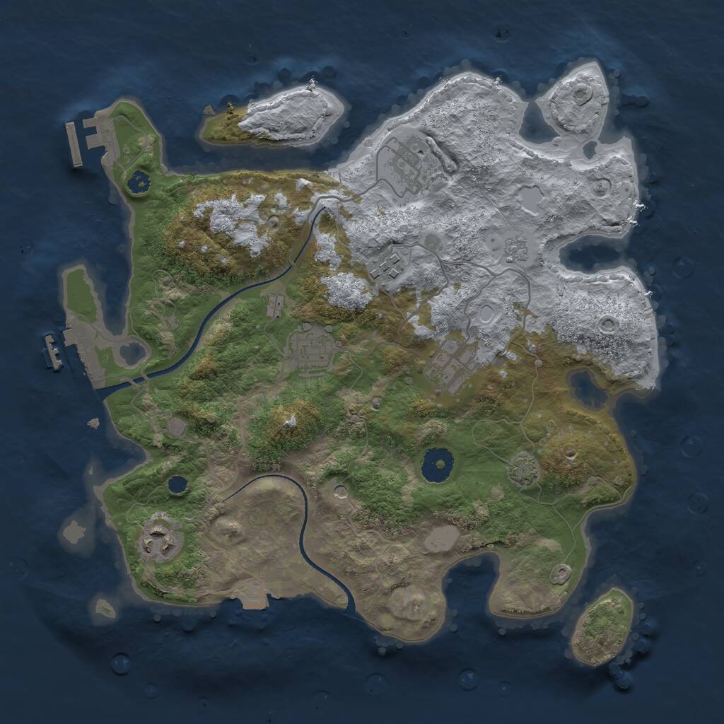 Rust Map: Procedural Map, Size: 3250, Seed: 52387, 11 Monuments