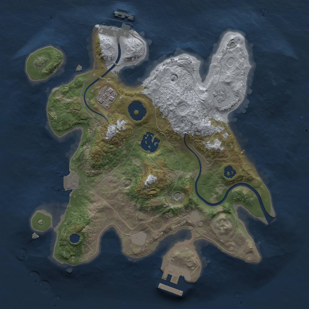 Rust Map: Procedural Map, Size: 2500, Seed: 121838037, 7 Monuments