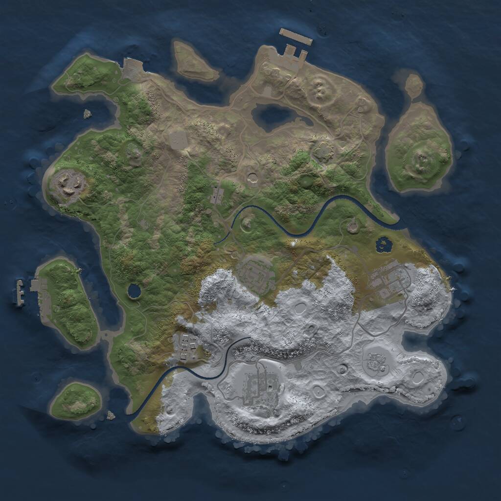 Rust Map: Procedural Map, Size: 3000, Seed: 2062496945, 11 Monuments