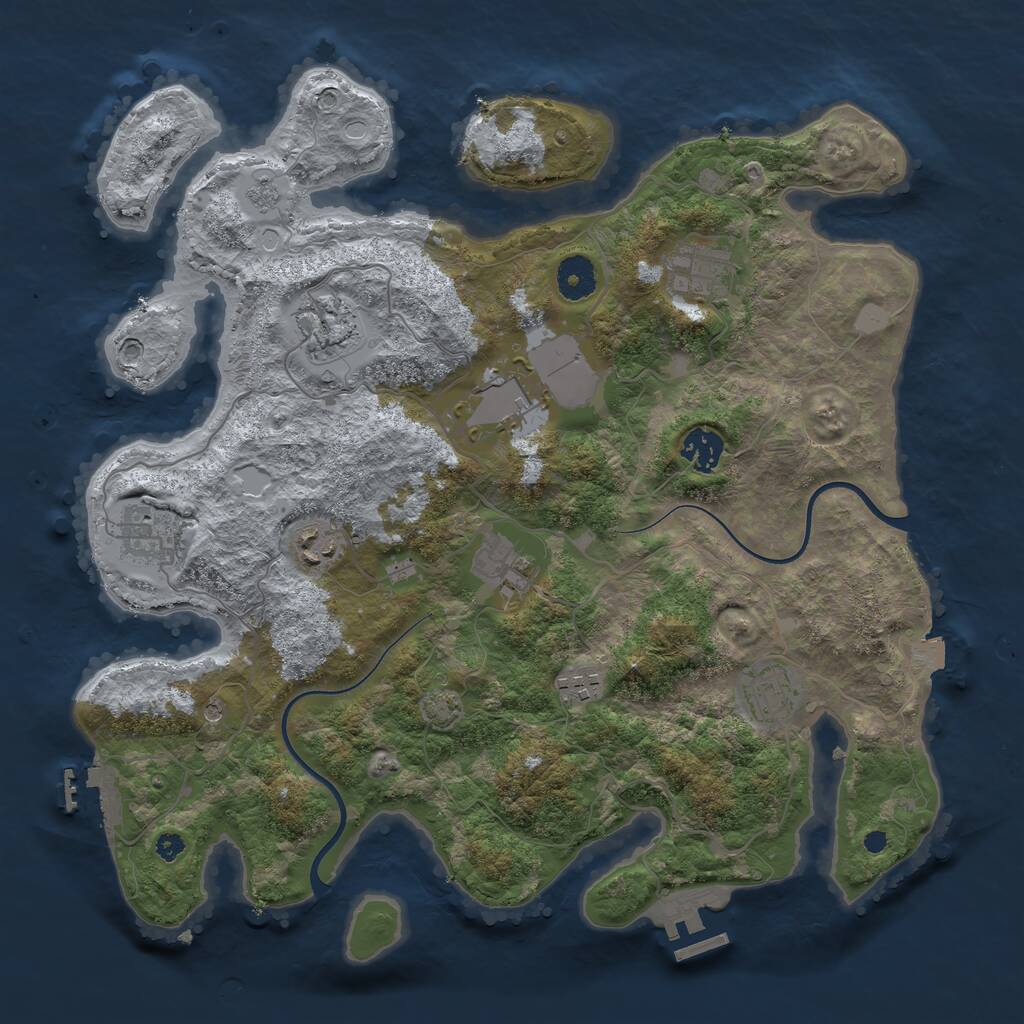 Rust Map: Procedural Map, Size: 3700, Seed: 695525796, 15 Monuments