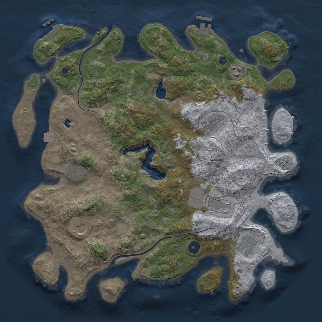Rust Map: Procedural Map, Size: 4000, Seed: 213273647, 13 Monuments