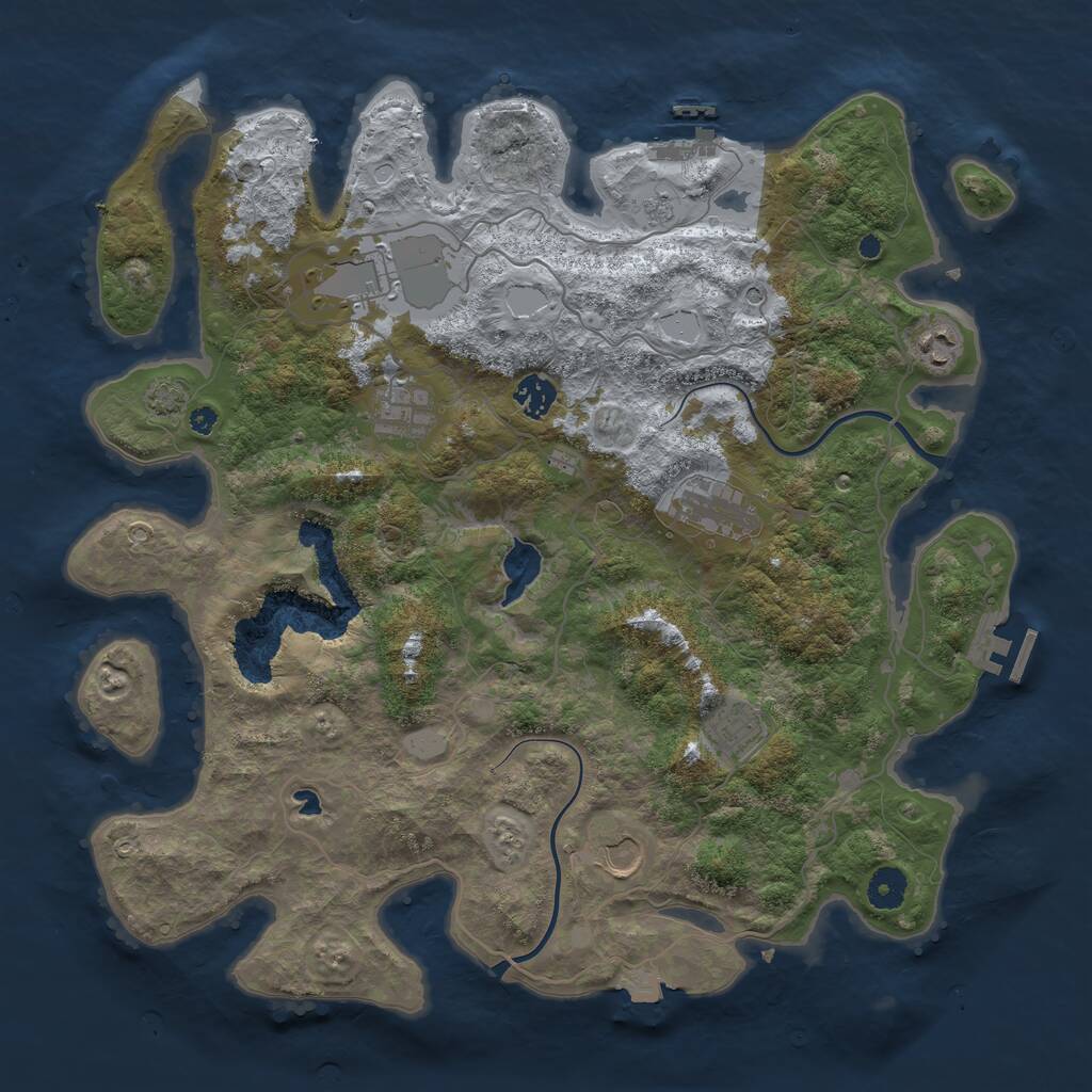 Rust Map: Procedural Map, Size: 4000, Seed: 1658762368, 13 Monuments