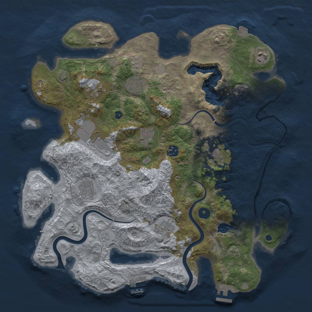 Rust Map: Procedural Map, Size: 4000, Seed: 732213882, 16 Monuments