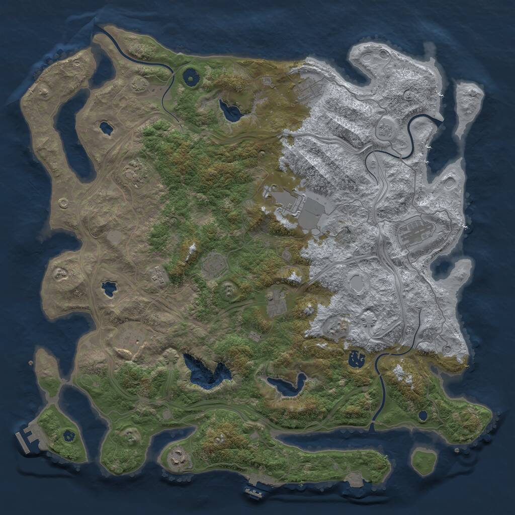 Rust Map: Procedural Map, Size: 4500, Seed: 193459226, 16 Monuments