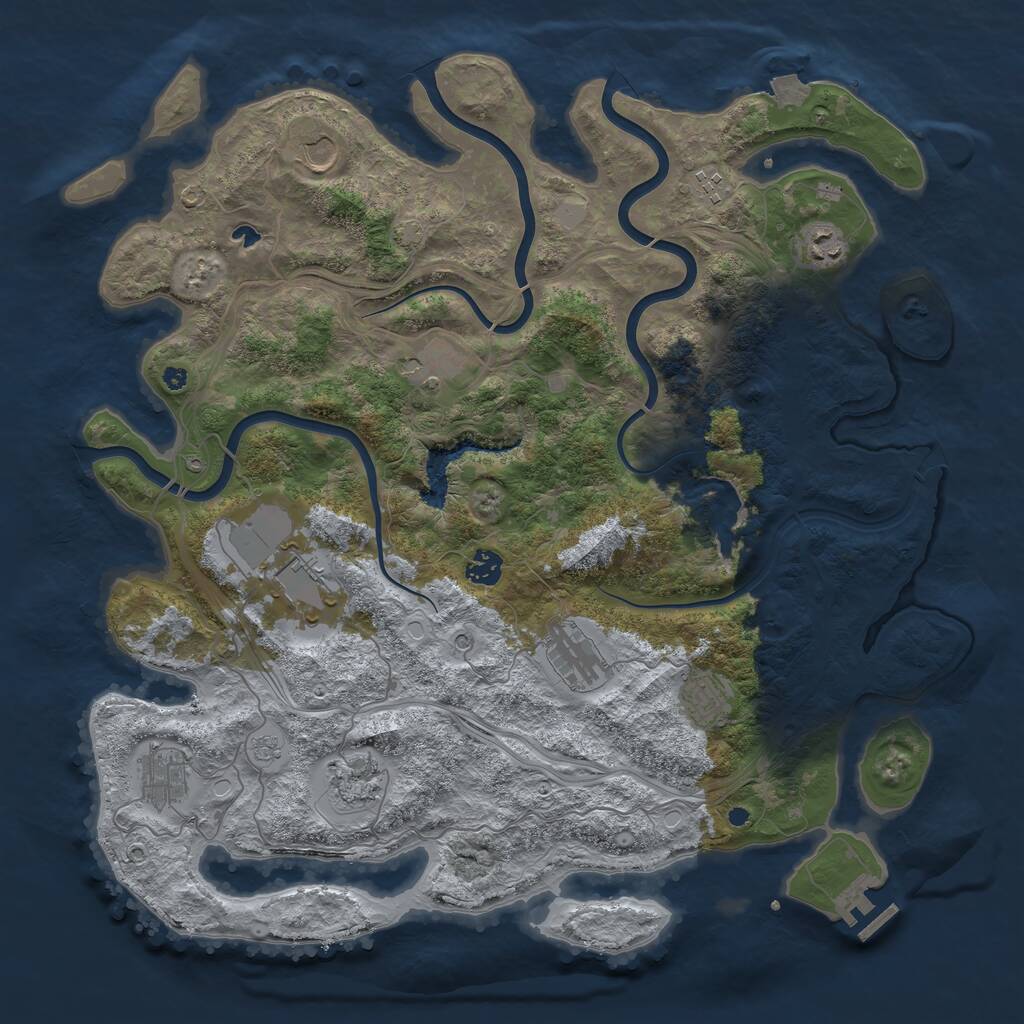 Rust Map: Procedural Map, Size: 4250, Seed: 775821427, 15 Monuments