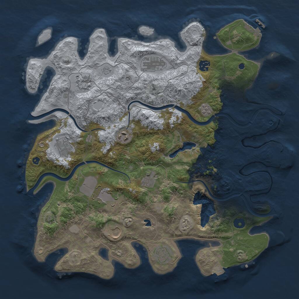 Rust Map: Procedural Map, Size: 4000, Seed: 208818335, 16 Monuments