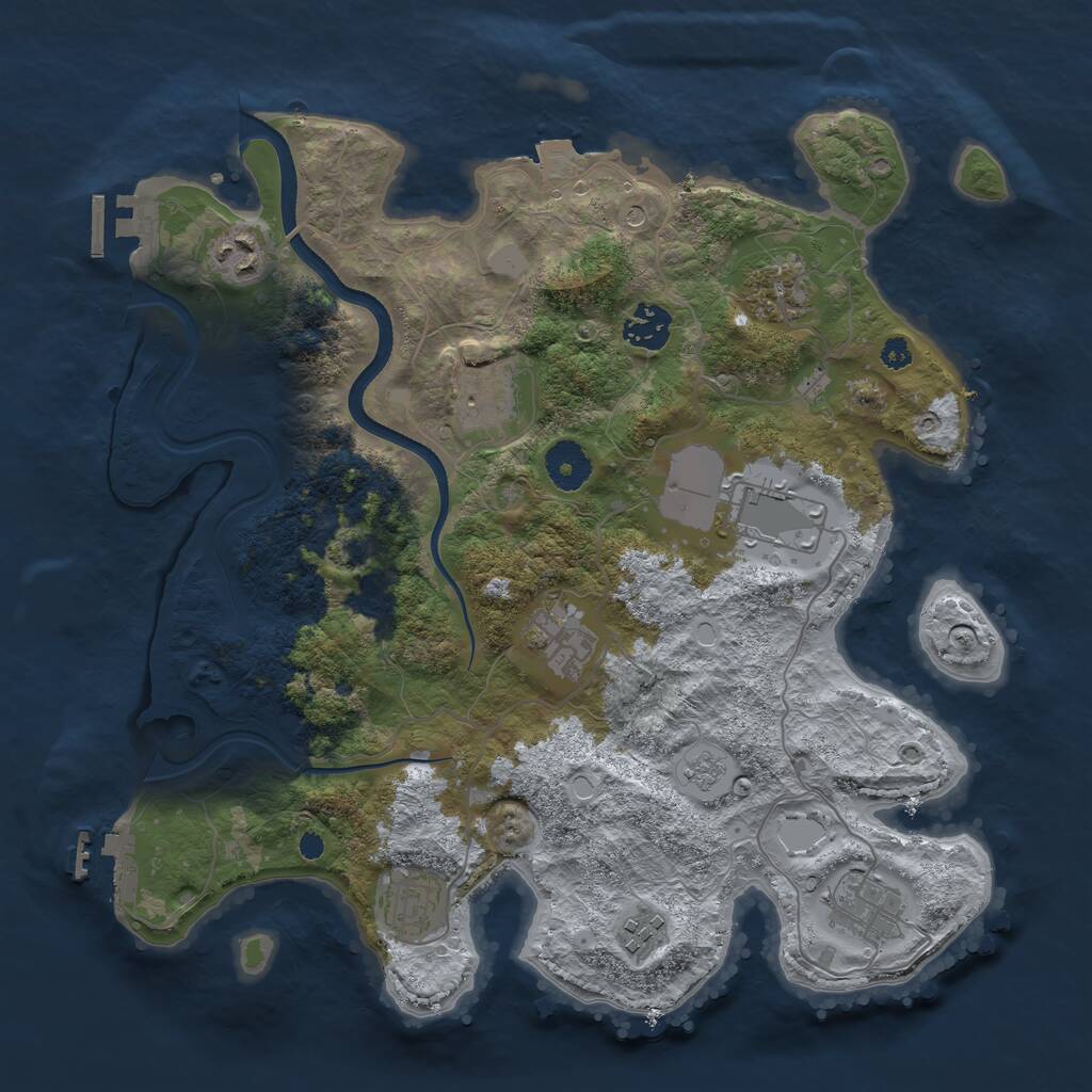 Rust Map: Procedural Map, Size: 3500, Seed: 836678956, 15 Monuments