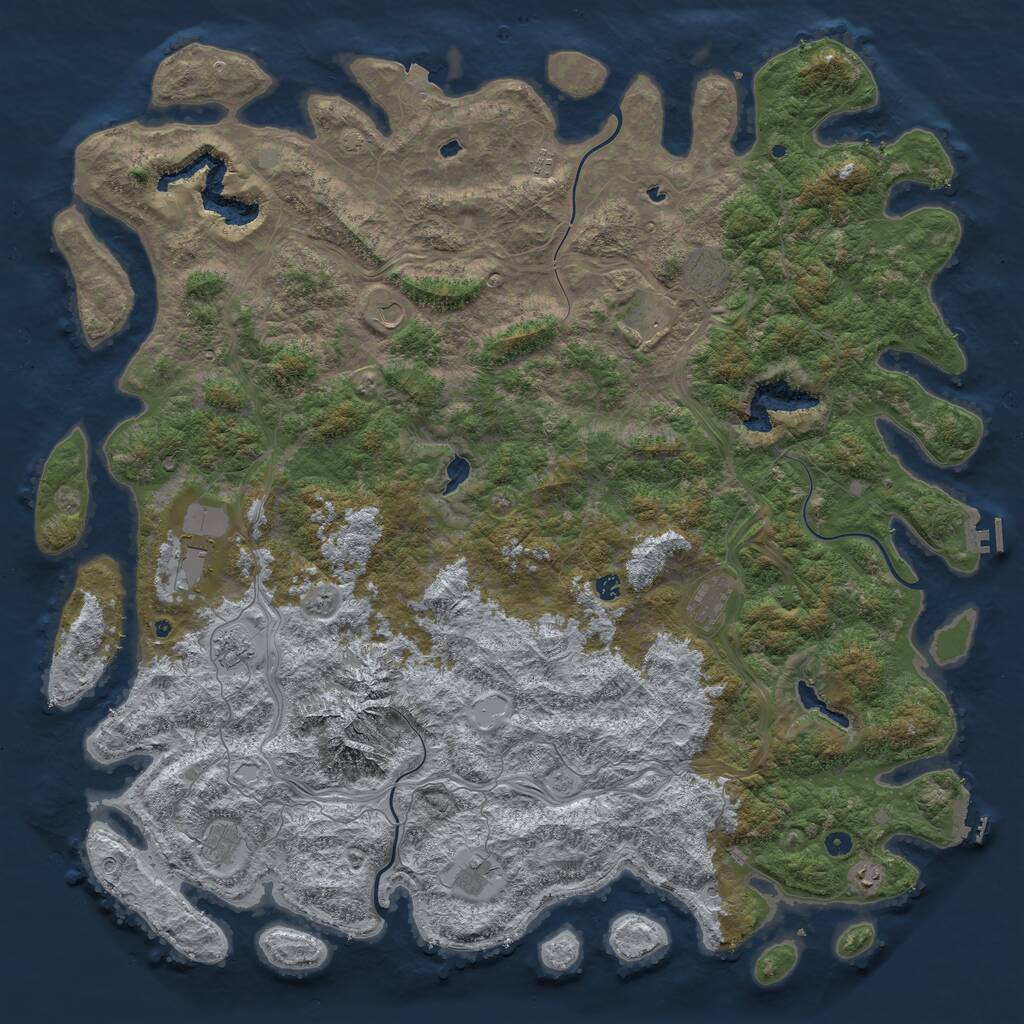 Rust Map: Procedural Map, Size: 6000, Seed: 236401, 17 Monuments