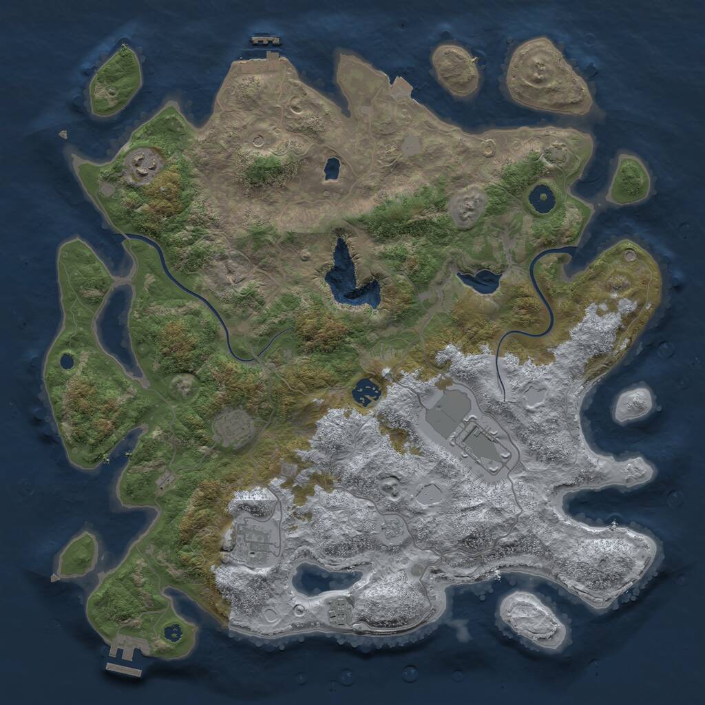 Rust Map: Procedural Map, Size: 4000, Seed: 1456438069, 12 Monuments